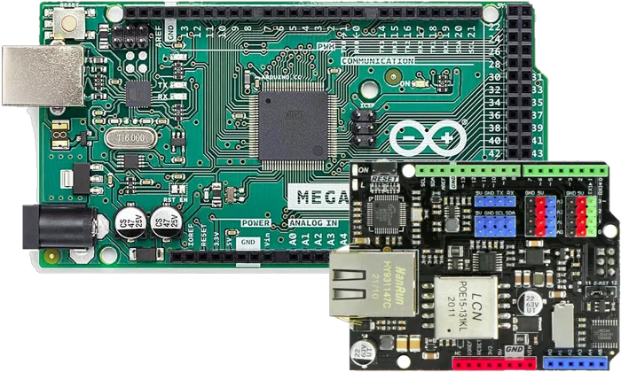 Arduino Mega 2560 con la shield Ethernet PoE